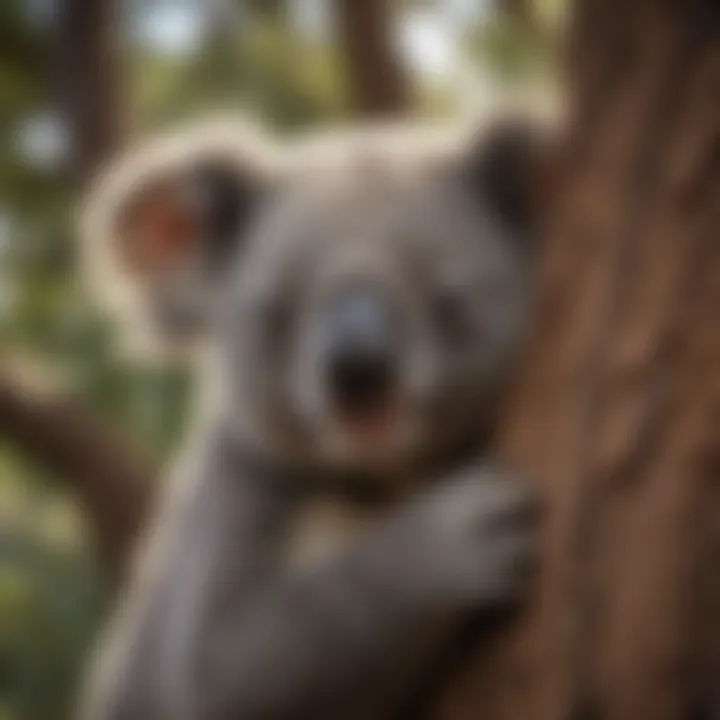 Serene Koala Sleeping Peacefully in Tree Hollow
