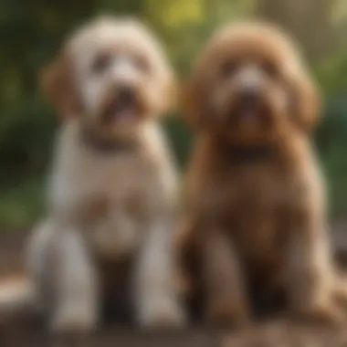 Labradoodle and Cavapoo sitting together