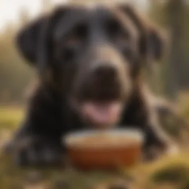 Energetic Labrador Retriever enjoying top-quality nutrition Labrador Retriever enjoying nutritious dog food