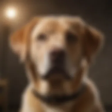 Healthy coat on Labrador Retriever from premium cuisine Labrador Retriever with shiny coat from premium dog food