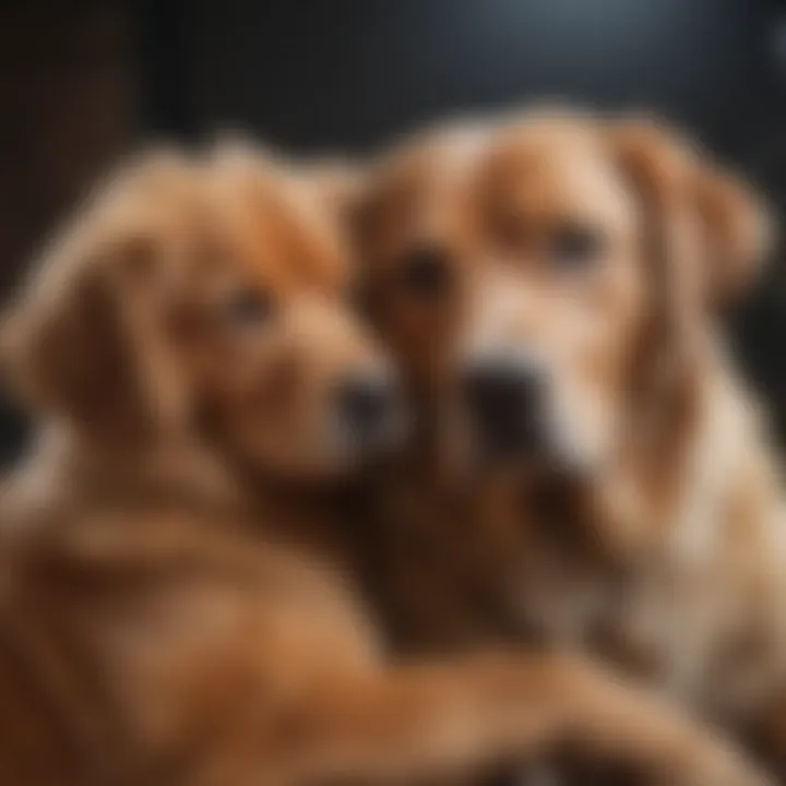 Large dog snuggling with a content owner