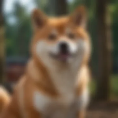 A mischievous Shiba Inu showing independence