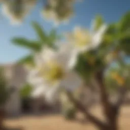 Lemon tree blossoms in full bloom