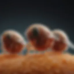 Microscopic view of fruit fly eggs