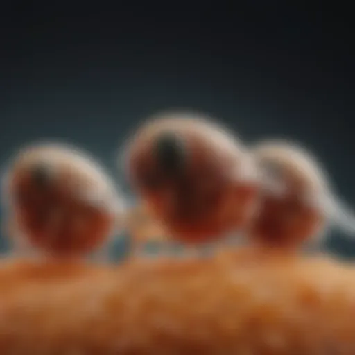 Microscopic view of fruit fly eggs