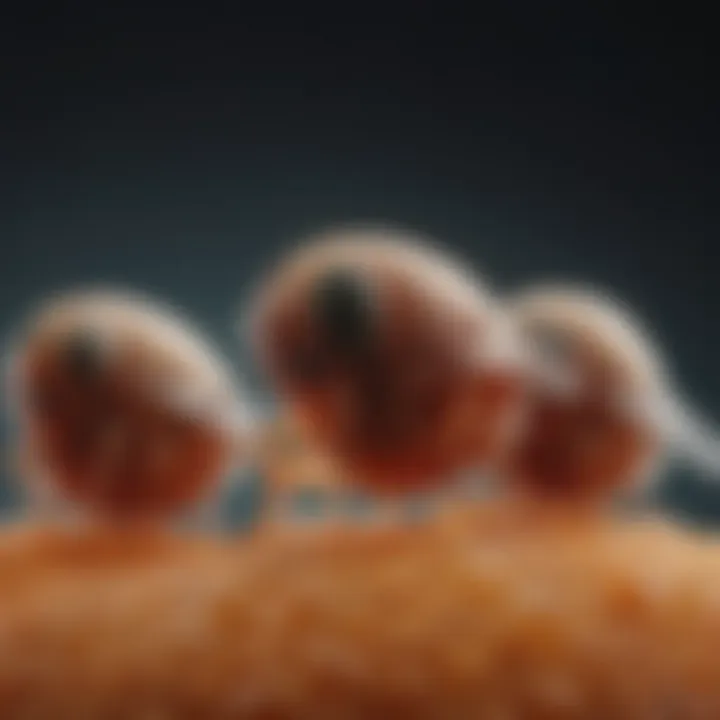 Microscopic view of fruit fly eggs