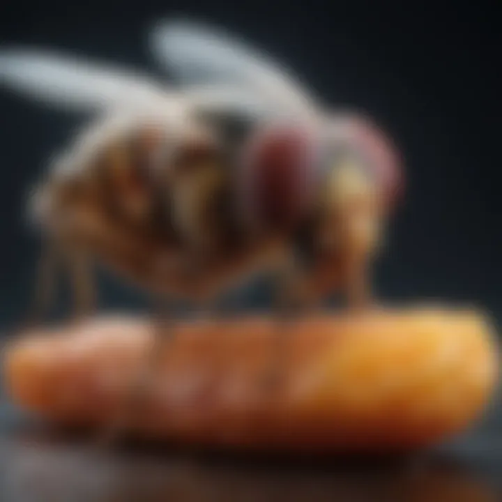 Fruit fly pupae undergoing metamorphosis