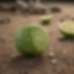 Close-up of crushed lime on a natural surface