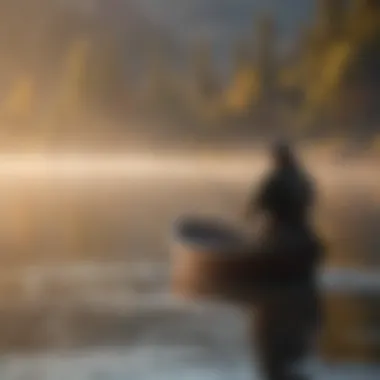 Morning Rituals of a Fisherman Lone angler casting at sunrise