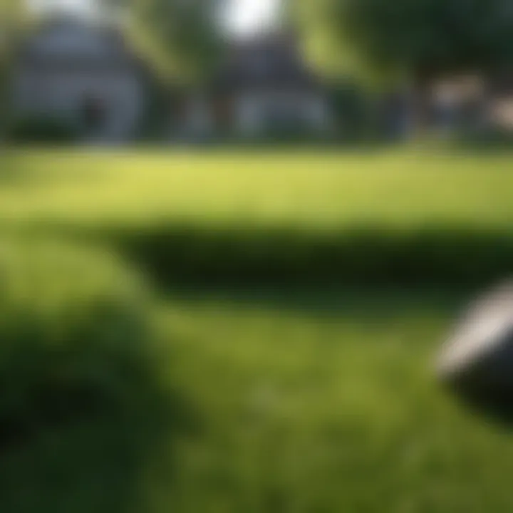 Lush green lawn with growth indicator