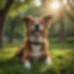 A happy dog in a lush green park, symbolizing vitality and longevity.