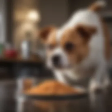 Small breed dog enjoying a meal of low-fat wet food