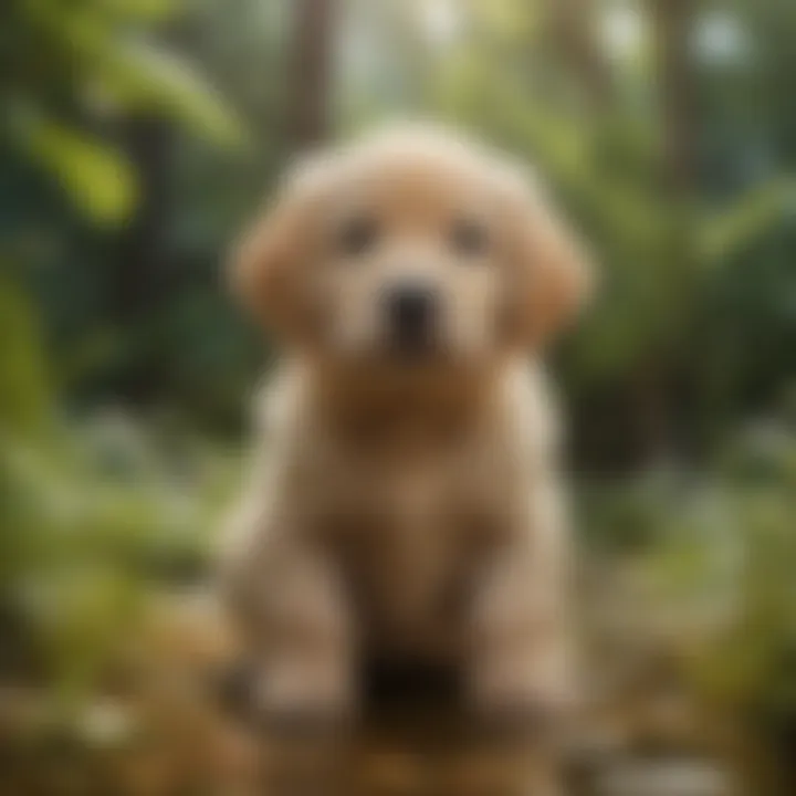 Golden Retriever Puppy in a Lush Environment