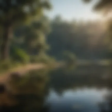 Lush greenery surrounding a pristine fishing lake