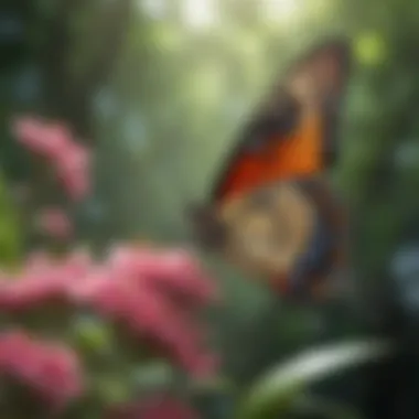 Butterfly sipping nectar from a colorful blossom