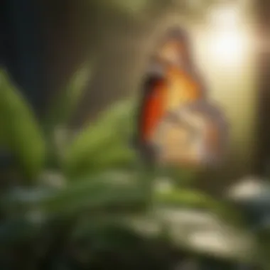 Sun-Kissed Serenity: Butterflies in Nature Butterfly perched delicately on a sunlit leaf
