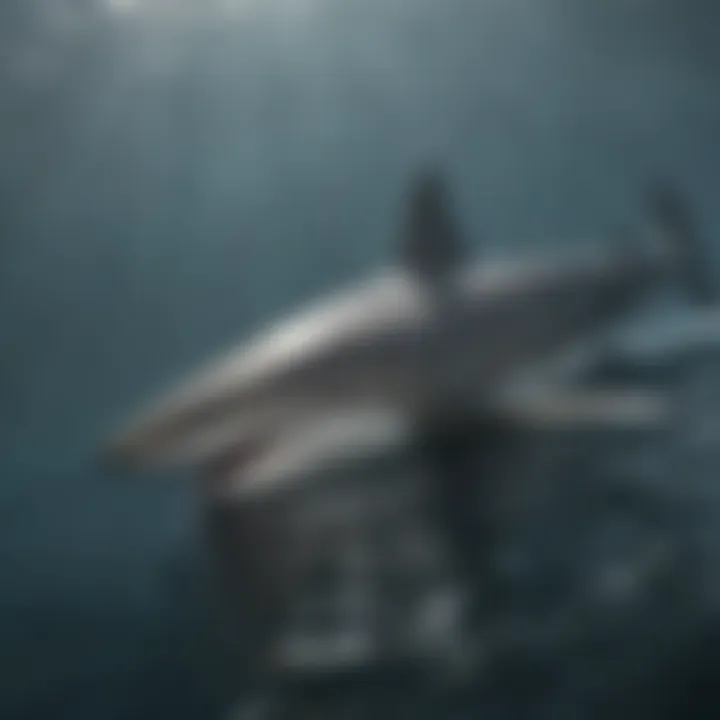 Magnificent shark with distinctive characteristics navigating oceanic expanses
