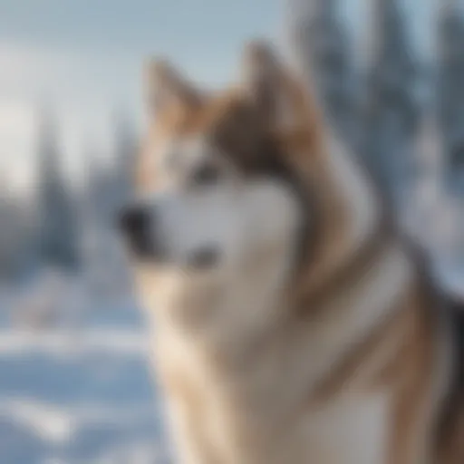 Majestic Alaskan Malamute in Snowy Landscape