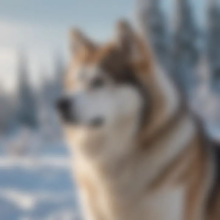 Majestic Alaskan Malamute in Snowy Landscape