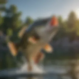 Majestic bass leaping out of the serene waters of Lake Ozark