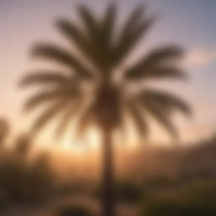 Majestic California Palm Tree against Vibrant Sunset Sky