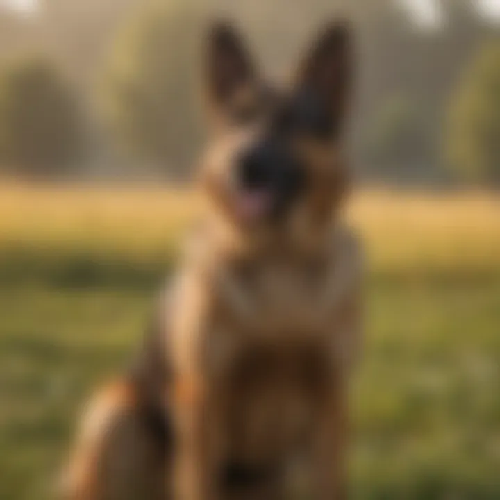 Majestic German Shepherd standing in a field