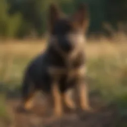 Majestic King German Shepherd Puppy playing in a field