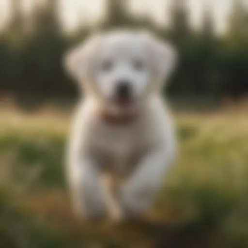 Majestic Kuvasz Puppy Running in a Field