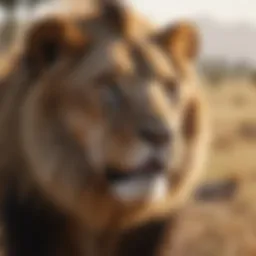 Majestic lion in the savannah