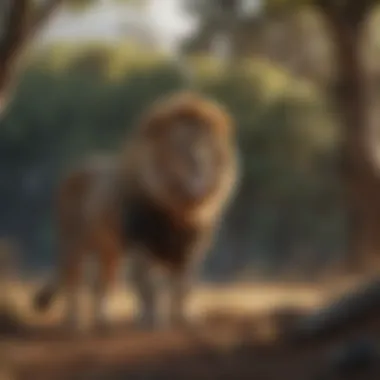 Majestic lion standing in the wilderness