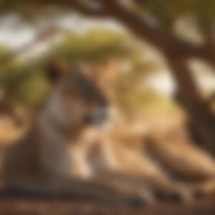 Majestic Lioness Resting Under Acacia Tree