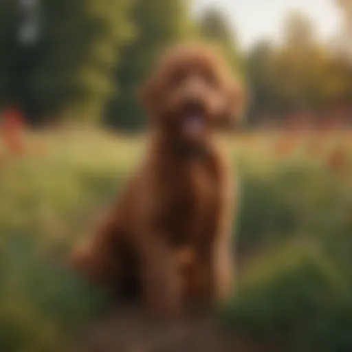 Majestic Red Goldendoodle in a Field