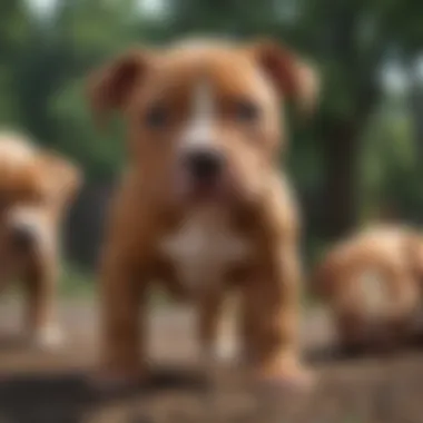 Majestic Red Nose Pitbull Puppy Playing Outdoors