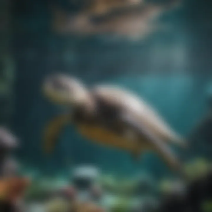 Majestic sea turtle gliding through the crystal-clear waters of the San Antonio TX Aquarium