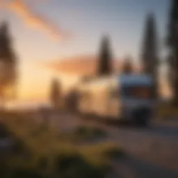 Majestic sunset over coastal RV site
