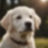 Majestic White Golden Retriever Puppy gazing into the distance