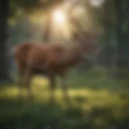 Majestic Yard Deer Grazing