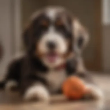 Playful Male Bernedoodle with a Toy