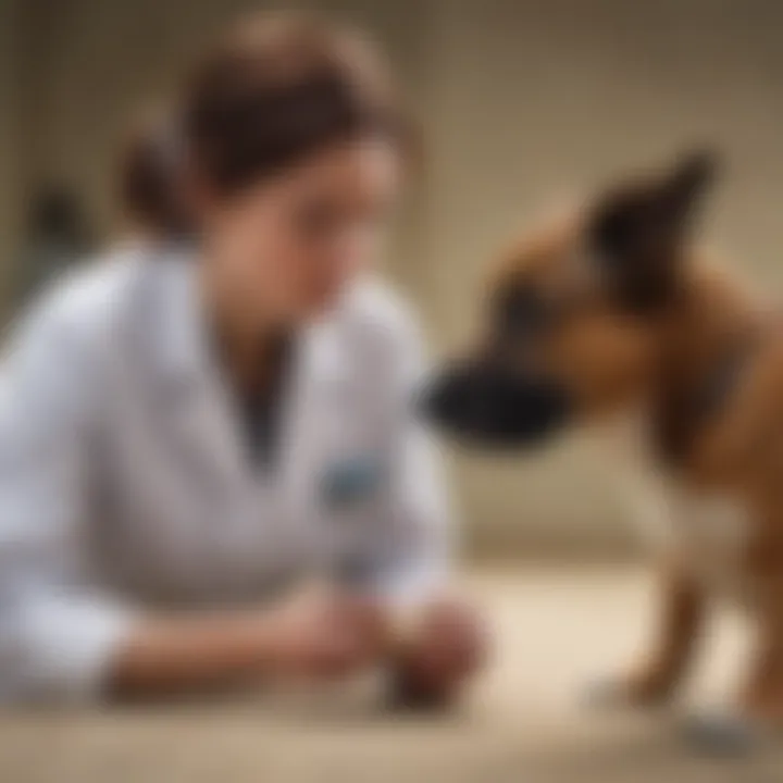 A dog owner consulting with a veterinarian