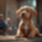 Puppy gazing attentively at owner during training