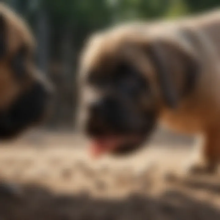 Mastiff puppy learning bite inhibition