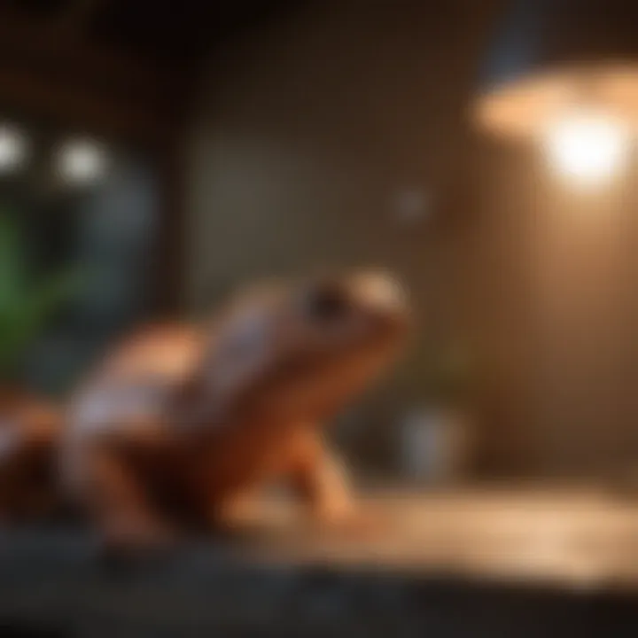 Heat lamp setup for reptile tank