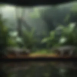 Spacious reptile tank with lush green plants