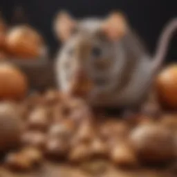 Mouse exploring a variety of nuts