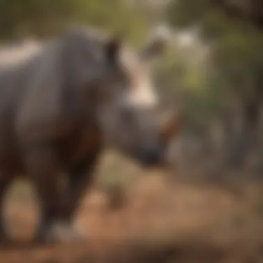 Mighty rhinoceros in the African bush