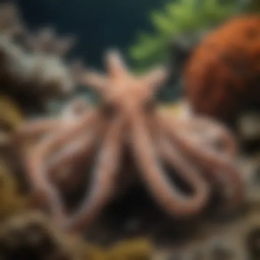 Mimic Octopus Camouflaged in Coral Reef