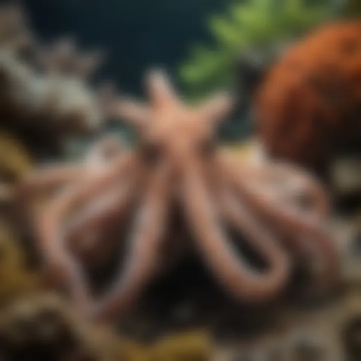 Mimic Octopus Camouflaged in Coral Reef