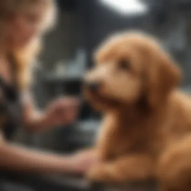 Pampered Mini Golden Doodle Enjoying Grooming Session Mini Golden Doodle Being Groomed and Pampered