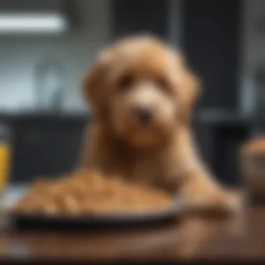 Mini Goldendoodle enjoying a balanced diet