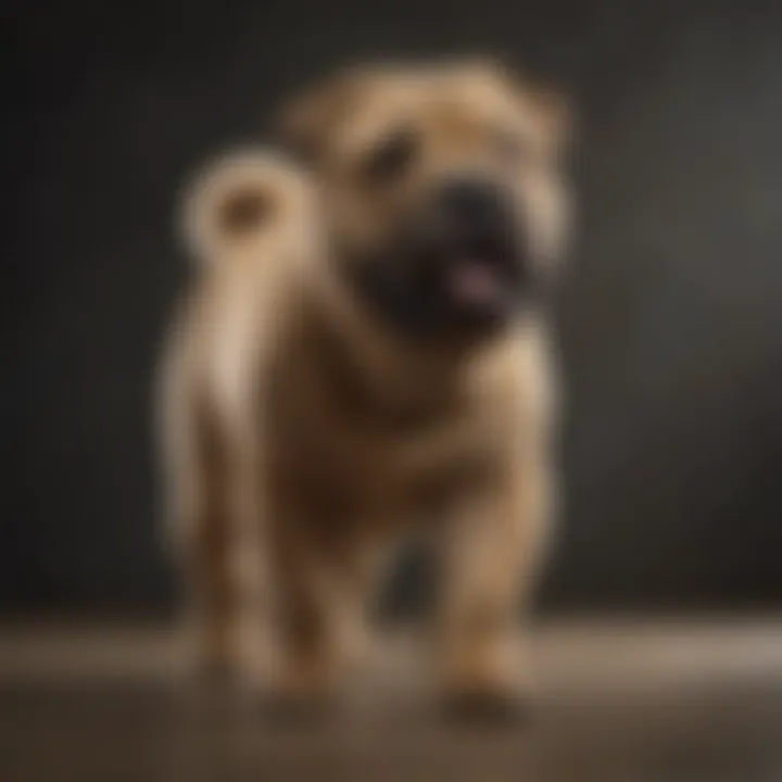 Mini Shar Pei in playful stance